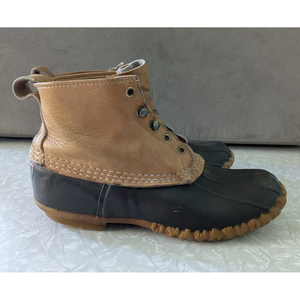 Vintage LL Bean Mens 9 Hunting Duck Boots Brown Tan Made in USA
